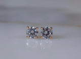 Rose Gold Plated Round CZ Studs In 2 Styles