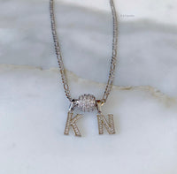White Gold Plated Diamond Inspired 1 to 4 Letter Necklace