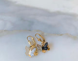 Bicolor Gold Plated Butterfly Dangle Earrings