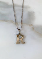 Unisex White Gold Plated Initial Necklace