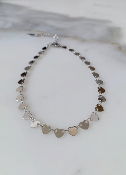 White Gold Plated Heart Anklet