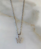 Icy Initial Necklace (White)