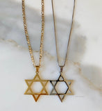 White Or Yellow Gold Plated Star Of David Necklace