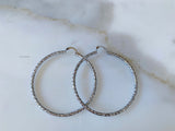 White Gold Plated Diamond Cut Hoops