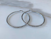 White Gold Plated Diamond Cut Hoops