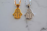 Yellow Or White Gold Plated Hamsa Necklace