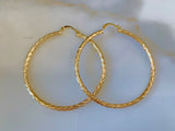 Large Gold Plated Wavy Design Hoop Earrings