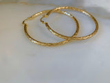 Large Gold Plated Wavy Design Hoop Earrings
