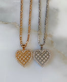 White Or Yellow Gold Plated Diamond Inspired Heart Necklace