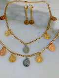 Tricolor Gold Plated Breakable Saint Benedict Jewelry Set