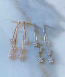 White Or Champagne Gold Plated CZ Butterfly Drop Earrings