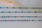 White Gold Plated Turquoise Color Bead Chain