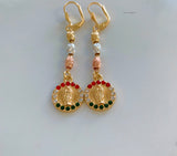 Tricolor Gold Dipped Our Lady of Guadalupe Earrings