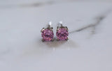 Small White Or Yellow Gold Plated Baby Pink Studs