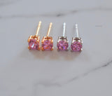 Small White Or Yellow Gold Plated Baby Pink Studs