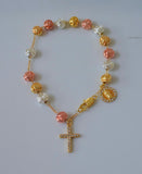 Tricolor Gold Plated Rose Rosary Bracelet