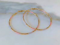 Large Tricolor Gold Plated Diamond Cut Hoops