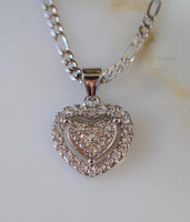 White Gold Plated Diamond Inspired Heart Necklace