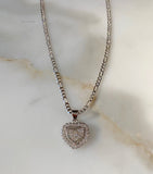 White Gold Plated Diamond Inspired Heart Necklace