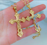 Unisex Large Gold Plated Crucifix Necklace In 2 Styles