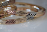 Tricolor Gold Plated 7 Bangle Set With Beautiful Textured Detailing
