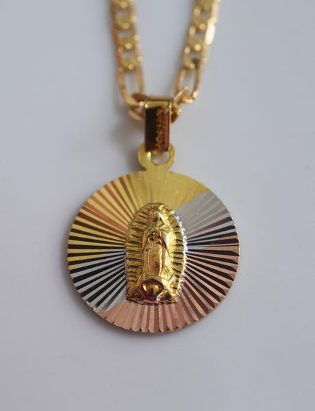 Tricolor Gold Plated Virgin Mary Necklace