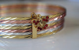 Tricolor Gold Plated 7 Bangle set With Ruby Inspired Butterfly