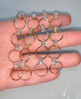 Baguette Shape Diamond Inspired Gold Plated Drop Earrings