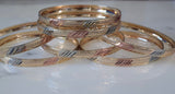 Tricolor Gold Plated 7 Bangle Set With Beautiful Textured Detailing