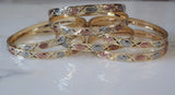 Tricolor Gold Plated 7 Bangle Set With A Beautiful Star And Eye Design