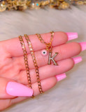 Pink Eye With Initial (Cuban Chain)